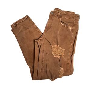 AMERICAN EAGLE tomgirl‎ jean distressed super stretch pink 6